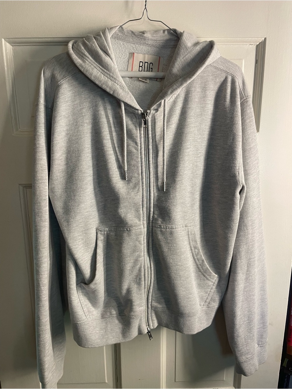 BDG Heather Light Gray Full-Zip Hoodie